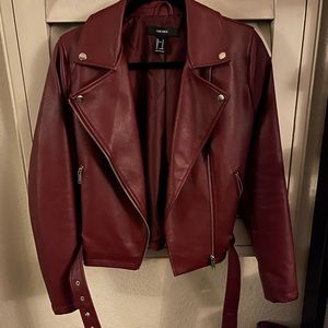 Burgundy faux leather jacket